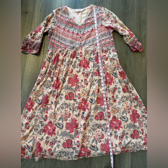 BIBA Women Beige Floral Printed A-line Cotton Kurta Top Tunic Size 38 - Picture 5 of 12